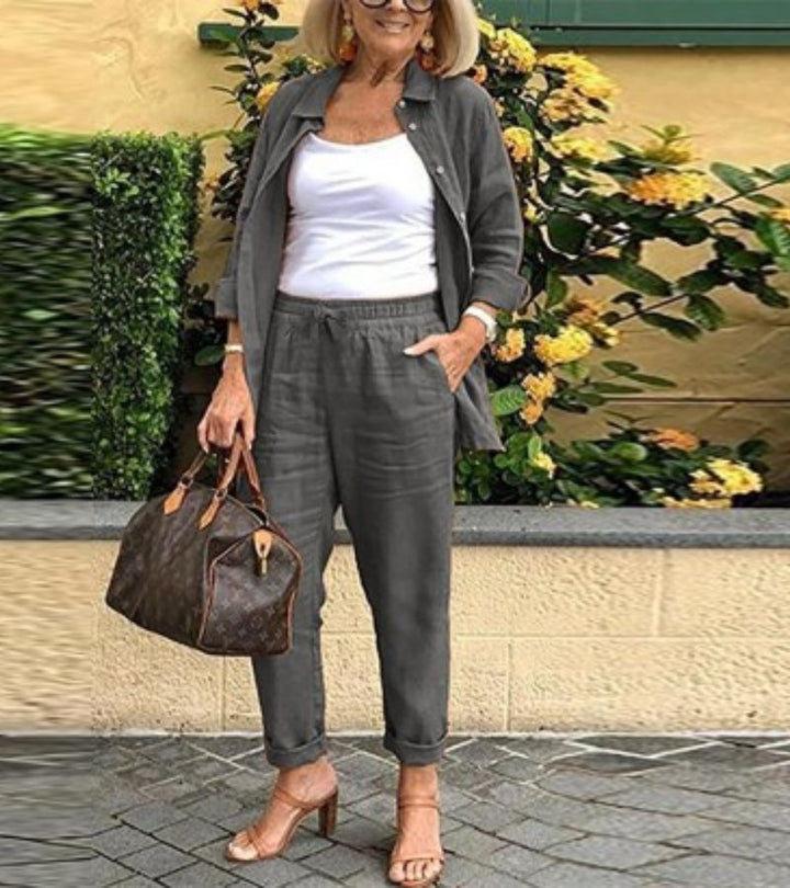 Martina | Zestaw z koszuli i spodni z lnu i bawełny