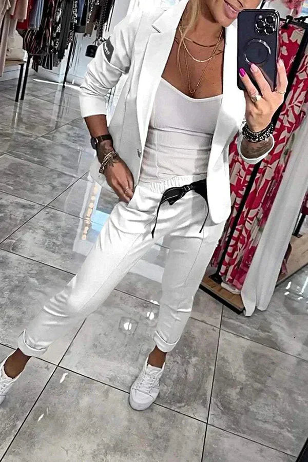 Tatiana | Skrojony zestaw z miękką marynarką i swobodnymi joggerami